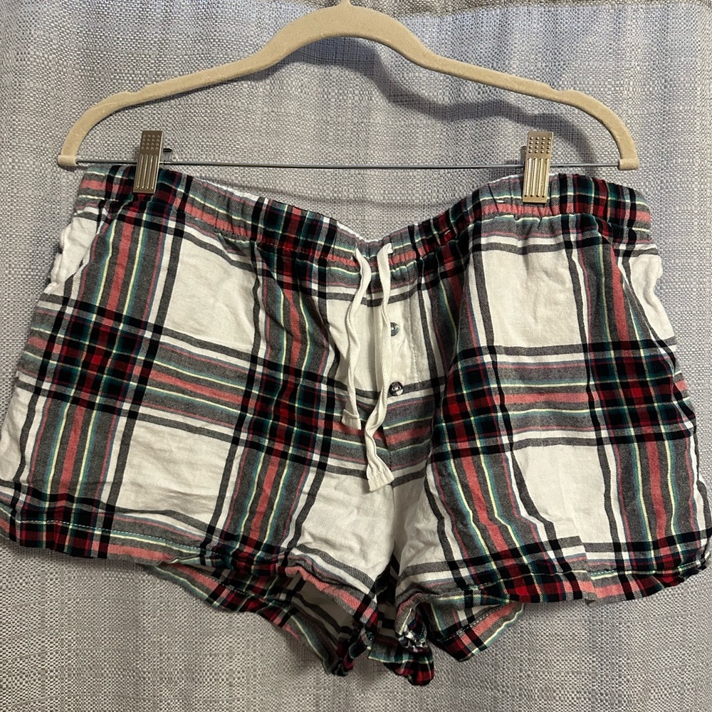 Stars Above Perfectly Cozy Flannel Pajama Shorts Green Plaid Women’s XL